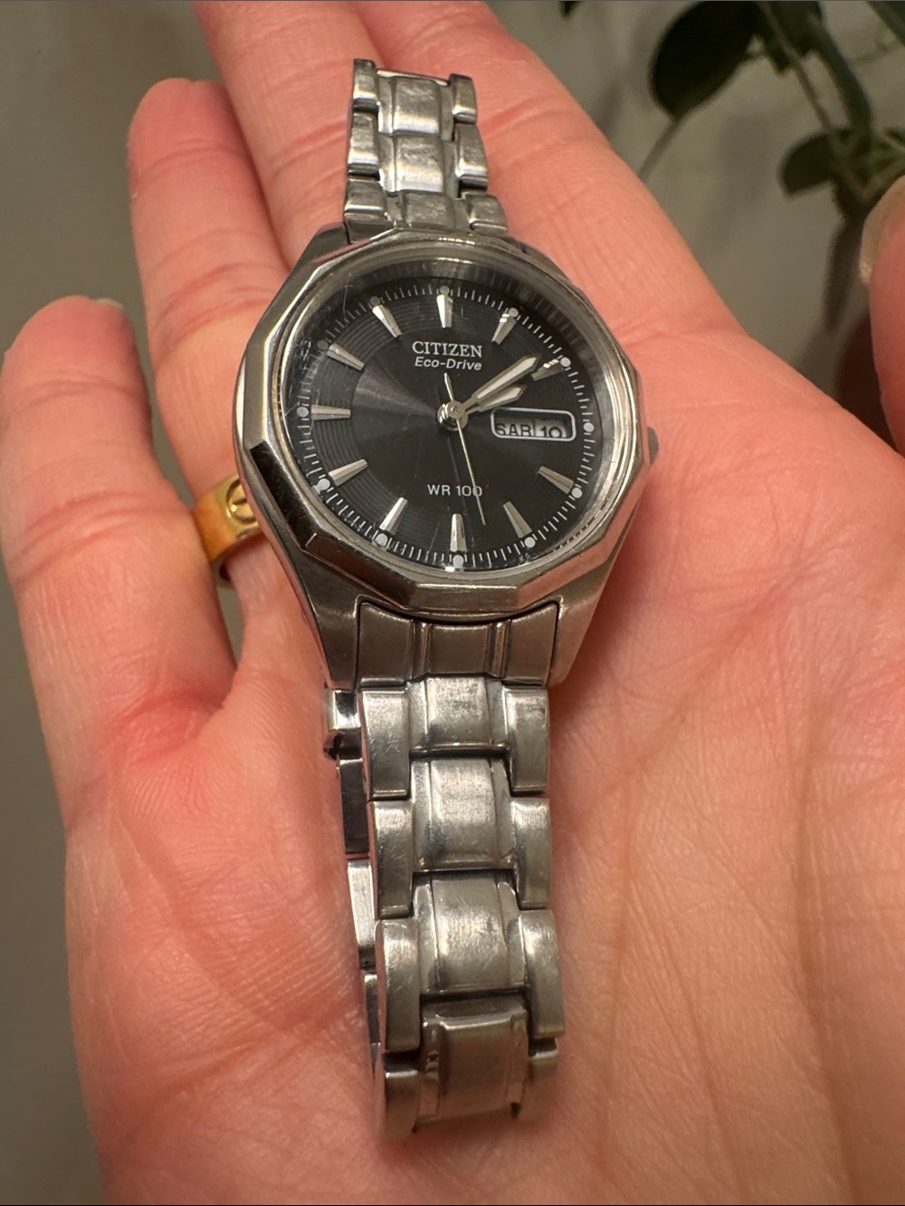 Citizen eco-drive Silver Stainless Steel Bracelet Watch with Black Dial